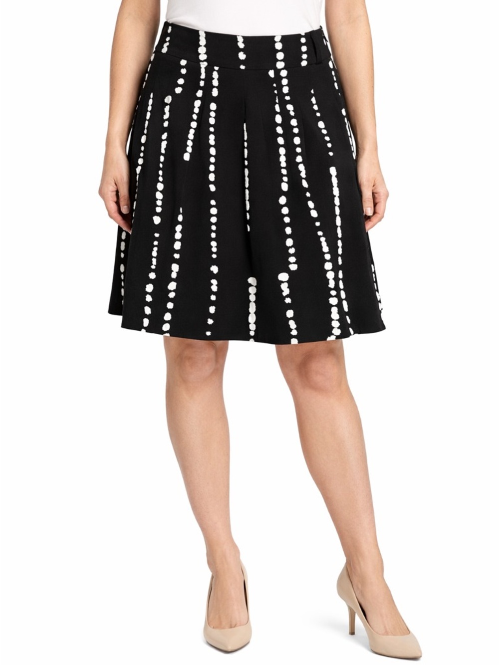 Worthington Black & White A-Line Skirt | Printed Flowy Skirt